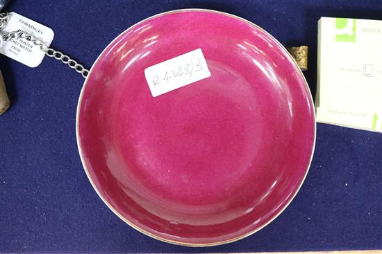A Chinese enamelled pink ground plate